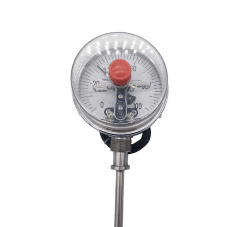 Stainless steel bimetal thermometer with electric contact