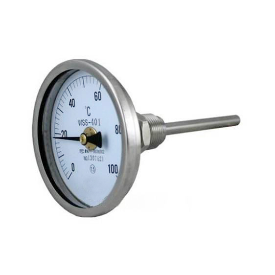 Axial type bimetallic thermometer